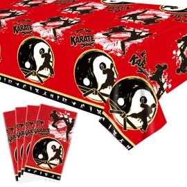 Obussgar 4 Pcs Karate Party Tablecloths, Karate Party Supplies, Rectangular Karate Themed Plastic Table Covers for Boys Girls Karate Birthday Party Decoration - 51 x 86 Inch