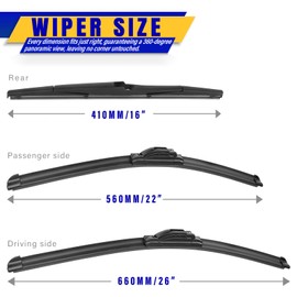 3 wipers Replacement for 2010-2015 Lexus RX450h/2010-2015 Lexus RX350, Windshield Wiper Blades Original Equipment Replacement - 26"/22"/16" (Set of 3) U/J HOOK