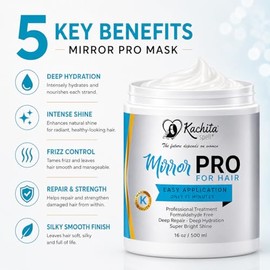 Tratamiento Capilar Kachita Spell, Mascarilla MirrorPRO de 16 oz, sper brillo intenso, mascarilla capilar rejuvenecedora para cabello seco yo daado,  