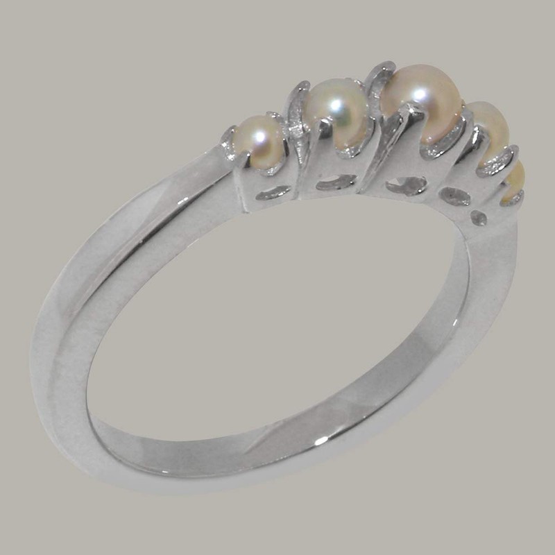 925 Sterling Silver Cultured Pearl Womens Engagement Ring - Size