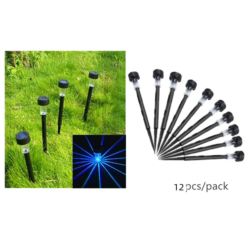 NEWOTE 12PCS Blue LED Outdoor Plastics Garden Solar Powered Landscape