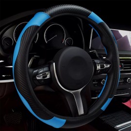 DONWELL Breathable For Toyota Carbon Fibre Blue Car Steering Wheel Cover Non-slip Wrap