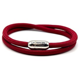 KAROO EARTH JEWELLERY Rope Bracelet | Unisex Braided Paracord Nautical Double Wrap Bracelet with strong Magnetic Clasp | Waterproof surfer bracelet (Medium Wrist (18-20cm), Burgundy Silver Clasp)