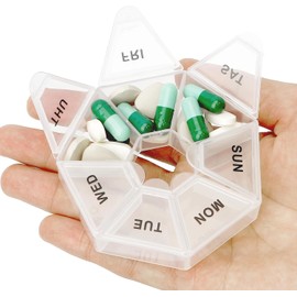YLoza Pill Organizer, Weekly Pill Organizer, Small Pill Case (White)
