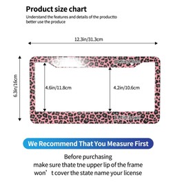 Leopard Print License Plate Frame - Pink Cheetah License Plate Frames Aluminum Car License Plate Holder Universal US-Canada 2 Hole Auto Car Tag for Women/Men