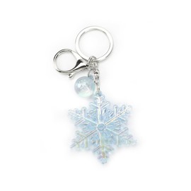 Keyring with Colourful Acrylic Snowflake Pendant, Friendship Gifts for Women, as a Birthday Gift for Good Girlfriend, Small Gifts for Girlfriends, Colleagues and More, silver