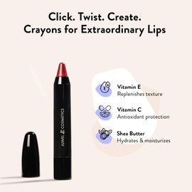Juwel Cosmetics Retractable Lip Crayon, High Shine Long Lasting Lip Liner with Vitamins C & E, Shea & Cocoa Butter, Ultra Smooth Full Coverage Lipstick with Antioxidant Protection, Cognac