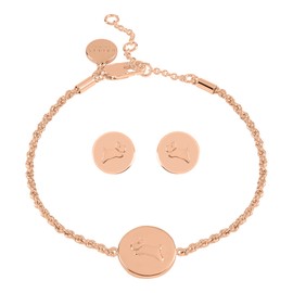 RADLEY Ladies 18ct Rose Gold Plated Dog Disc Earring and Bracelet Set RYJ3236S-SET