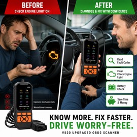OBD2 Car Scanner Diagnostic Tool for Vehicles – Fault Code Reader for Check Engine Light & Live Data