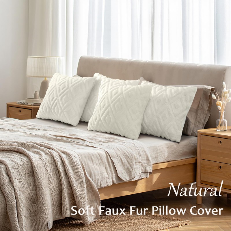 decorUhome Pack of 4 Faux Fur Throw Pillow Covers 18x18,