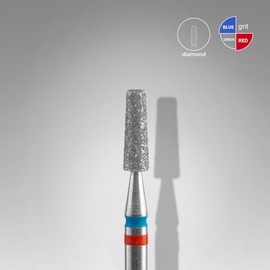 STALEKS PRO by Natury Nails Set of 3 Diamond Cutters Duo Cone Red Blue 2.5 x 8 mm Cuticle Manicure Pedicure Cone Shape (Soft/Medium Grit)