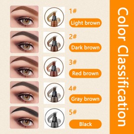 2025 Upgraded Magic Eyebrow Pencil Waterproof Long-Lasting, Ultra-Fine Tip Eyebrow Pencil with 4 Fork, Smudge-Proof Natural Brow Makeup for Women - Gray Brown