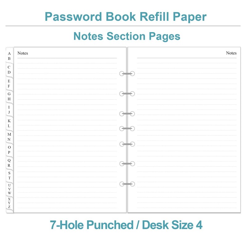 Password Book Refills - A-Z Password Notebook Refill Paper with