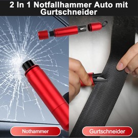 Pack of 2 Car Safety Hammer, Emergency Hammer Car with Belt Cutter, Compact Portable Emergency Hammer Car, Multifunctional Seat Belt Cutter, Emergency Hammer for Car, Bus