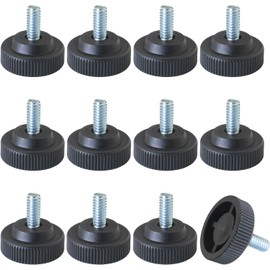 LUORNG 12PCS Adjustable Anti Slip Furniture Feet Pads with British 1/4 Inch Stainless Steel Thread Levelers for Furniture Tables Chairs Cabinets Bathroom Cabinets and Washing Machine Bases