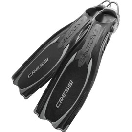 Cressi Reaction EBS Adjustable Open Heel Fins, Black/Silver, L/XL