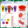 YLFYCOM 15 Pcs Western Dragon Cups with Lids and Straws,