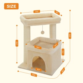 PEQULTI Cat Tree Cat Tower for Large Cats with Sisal-Covered Scratching Posts and Extra-Large Cat Perch Suitable for Indoor Cats