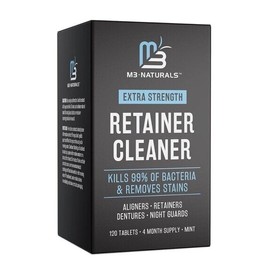 M3 Naturals Retainer and Denture Cleaner 120 Tablets - Removes Bad Odors, Stains