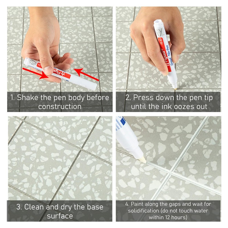 6 Pcs Caulking Pens With Replacement Tip, Grout Repair Pen,