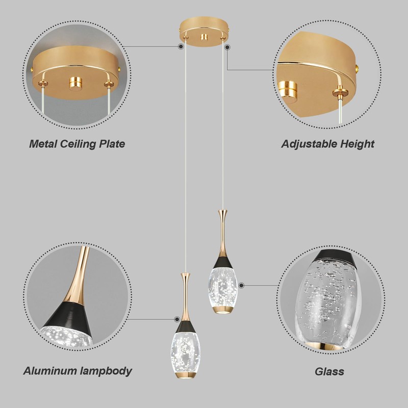 BBLLWJ Modern Black Gold Pendant Light Dimmable LED Ceiling Light