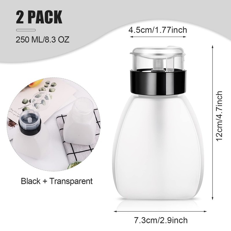 2 Pack 250ml/8.3oz Push Down Pump Dispenser Empty Plastic Lockable
