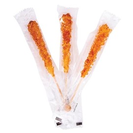 Bayside Candy Rock Candy Wrapped Sticks – Assorted and Individual Flavors – Old-Fashioned Sugar Crystal on a Stick (12ct, Gold – Tutti Frutti)