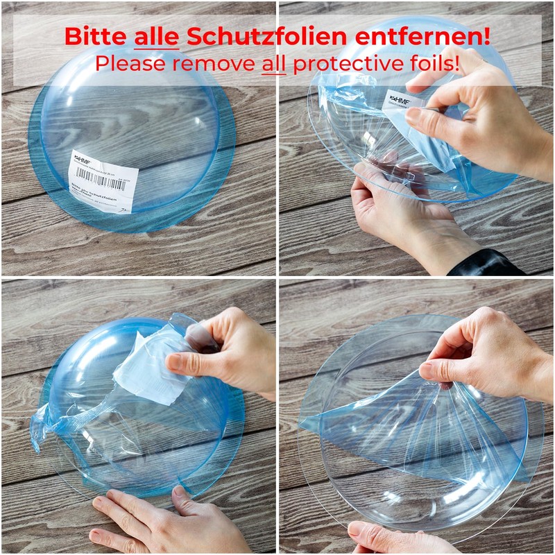 HMF 46720 Hemisphere Acrylic with Brim, DIY Acrylic Cover, Diameter