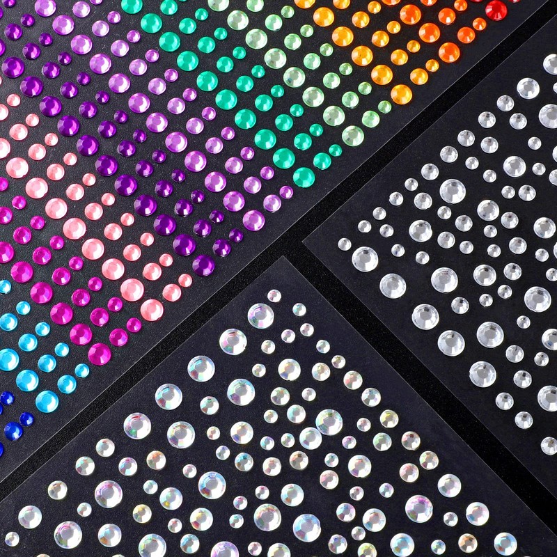 1600 Pcs 3/4/5/6 mm Self Adhesive Face Gems for Bride,