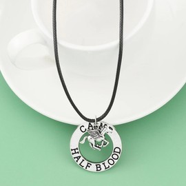 PRINCESS CUTENESS STORE Percy Jackson Camp Half Blood Winged Horse Pegasus Circle Olympian Silver Tone Necklace Annabeth Chase