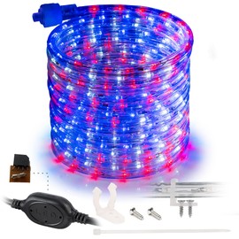 WYZworks 1116LEDs, 100ft USA Patriotic American Red White Blue, LED Rope Light, Connectable Outdoor Permanent Waterproof Accent Exterior Lighting, ETL Certified, Backyard Patio, Garden, Decorative