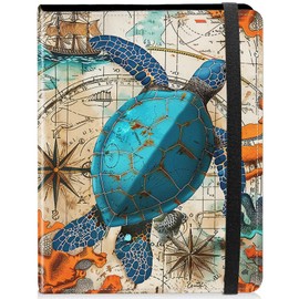 NLZQTTBD Photo Album 5x7 Photos - 120 Photos Capacity PU Leather Cover,cute small photo album with Strong Elastic Band,for Wedding baby Travel Family photo book Album,Nautical Charts Turtle