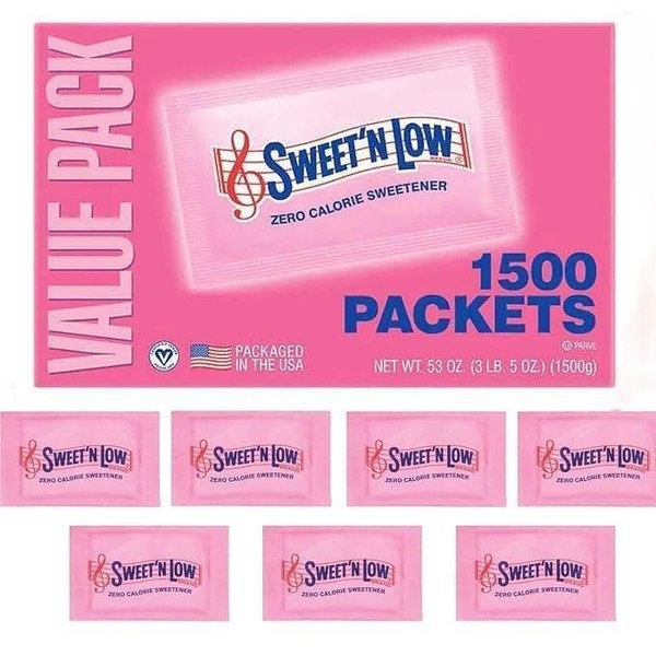 Sweet Low Zero Calorie Sweetener Packets, 1500 Ct, Kosher &