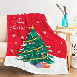 Christmas Throw Blanket Twin Size Christmas Tree Blanket Xmas Holiday Blanket for Couch Sofa Bed Soft Lightweight Fuzzy Plush Fleece Adult Blankets and Throws Decorative 60x80-04
