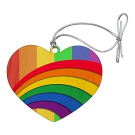 GRAPHICS & MORE Double Rainbow Pride Arc Heart Love Wood Christmas Tree Holiday Ornament
