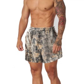 RSGMU Mens Camo Shorts Y2k Casual Summer Drawstring Camouflage Graphic Shorts Men Cotton Camo Sweats Streetwear Basketball (Brown,Medium)