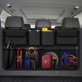 Organizadores de Asiento Trasero e Automóvil, Organizador para Coche, Bolsa de Almacenamiento para Coche con 8 Bolsillos, con 8 Bolsillos 3 Correa Ajustable, Fijación con Velcro