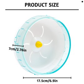 INHEMING Hamster Wheel, Quiet Hamster Toy, Transparent, Non-Slip Plastic Wheel, for Totoro Mouse, Squirrel, Chinchillas, Small Animal, Pet, Diameter 17.5 cm, Blue