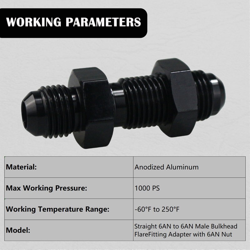 8AN Male Flare Straight Bulkhead Fitting Adapter with 8AN Nut