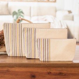 NOVICA Cotton cosmetic bags, 'Joy of Color' (set of 3)