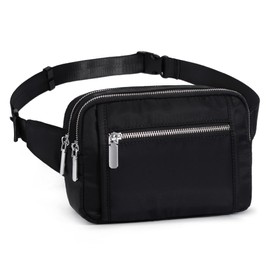 UTO Fanny Pack for Women Men Belt Bag Waterproof Nylon Waist Pack Fashion Lightweight Chest Bags with 3 Zip Pockets