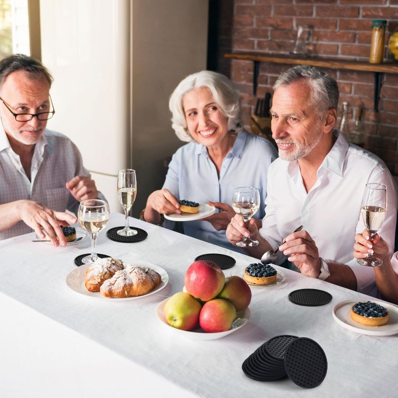 Eccliy 48 Pack Silicone Coasters for Drinks Nonslip Silicone Drink