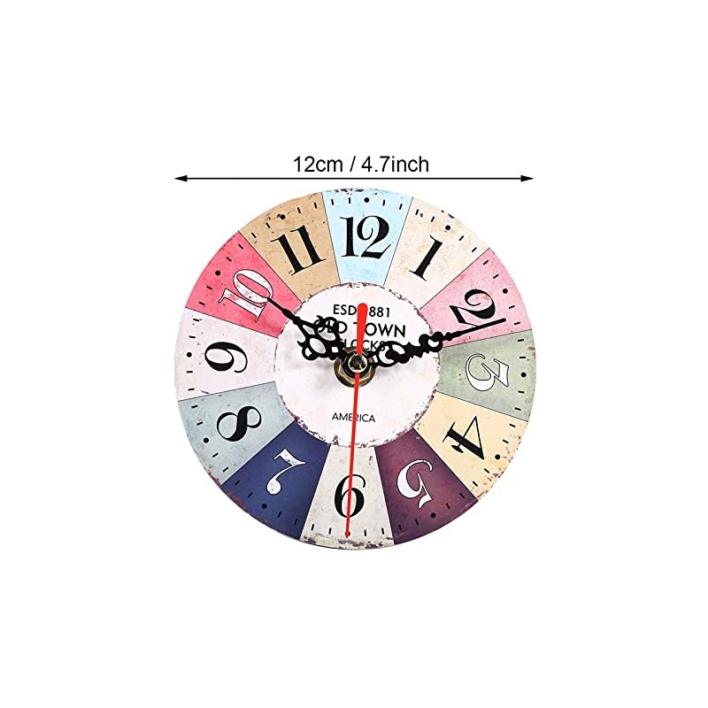 Akozon 5 1 4 Inch Clocks, Style Round Antique MDF