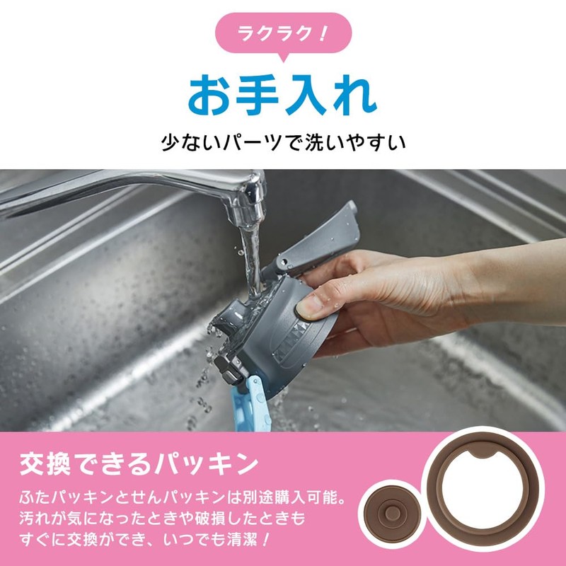 Iris Ohyama DBR-1000 Vacuum Insulated Direct Bottle, Black x Blue