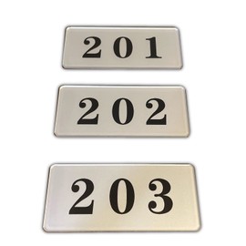 Seagron Room Number Plate, Room Number Plate, Stylish, Acrylic, 1.4 x 3.1 x 0.08 inches (3.5 x 8 x 0.2 cm) (201 + 202 + 203, Silver)
