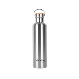 Tatonka Stainless Steel Drinking Bottle Hot + Cold Stuff Bamboo Lid 1000 ml - Unbreakable Insulated Bottle with Bamboo Lid - Dishwasher Safe and BPA-Free - 1 Litre