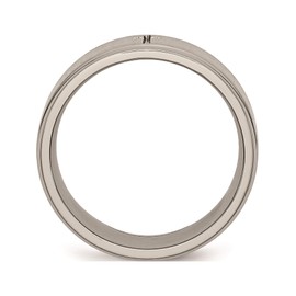 Jewelry By Sweet Pea Titanium Ridged Edge Cross 8mm Brushed and Polished Band (Width=8)