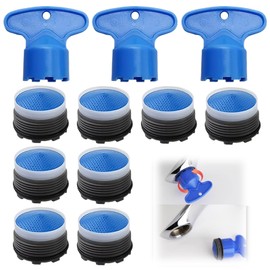 TNJPSEK 8 Pcs Faucet Air Aerator Replacement Removal Tools, M18.5mm Water Cache Saving Flow Restrictor Compatibility System, Universal Aerator Set for Kitchen & Bathroom Sinks (With 3 Remove Keys)