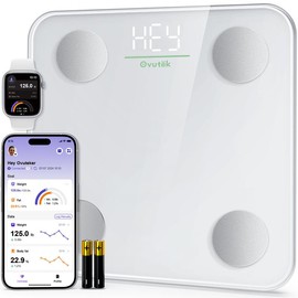 OVUTEK Smart Scale for Body Weight, Pink, BMI, and Body Fat Composition, Bluetooth & App Connectivity - Weighing Scale Smart High Accuracy:_White
