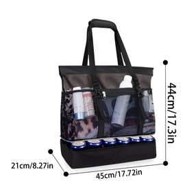 VerLuky Beach Bag Black XXL Family with Cooling Compartment Zip 44 x 45 x 21 cm, Beach Bag Large Women, Large Beach Bag for Travel, Beach Pool, Swimming Pool Bag, Shower Bag, Black double layer